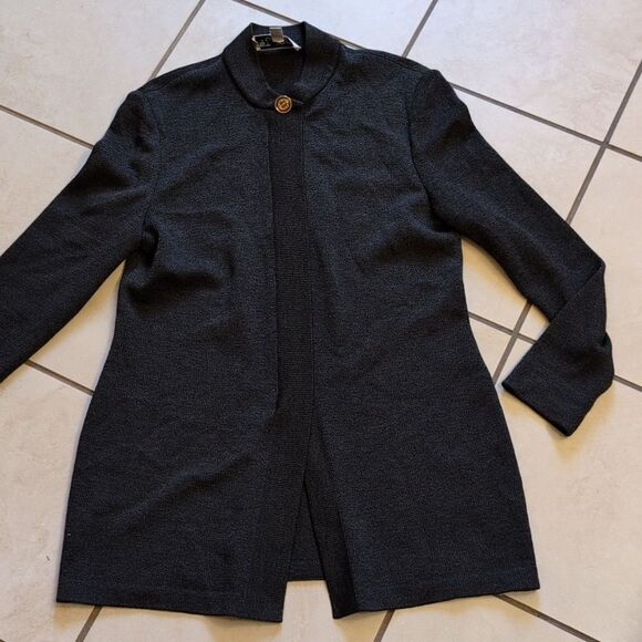 St. John Knit zip front jacket minimalist dark grey size 8 - Picture 5 of 11